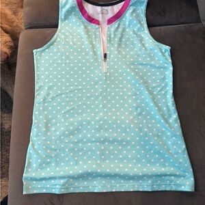 Polka Dot Sleeveless Cycling top with Zipper
